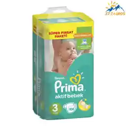 پوشک بچه پریما سایز 3 مدل aktif bebek بسته 108 عددی