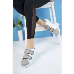 pasyone Grey - کفش کتانی بنددار زنانه