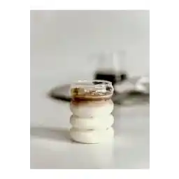 شیشه‌فروشی برفی خانگی شیشه‌ای به شکل نوار شیشه‌ای بوروسیلیکات مقاوم در برابر حرارت | فنجان قهوه و ارائه - 1 عدد