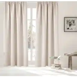 پرده های HOOMstyle - مجموعه 2 تایی - خاموشی - نوار پلیسه دار - 140x270cm (2x) - سفید خاموش / بژ