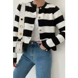 ژاکت کش باف پشمی راه راه بولسا Suadiye بافتنی