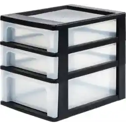 IRIS Organizer سیستم دراور صندوق دار A4 - 2 کشو کوچک و 1 کشو متوسط - 2 x 4L و 1 x 7L - پلاستیک - مشکی/شفاف