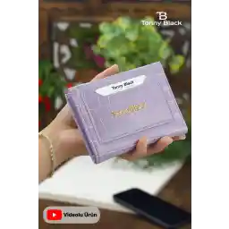 جا کارتی زنانه تونی بلک اصل، محفظه کاغذ و سکه تمساح مدل کروکو مینی کارتی جا کارتی بنفش یاسی