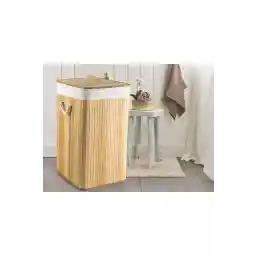 سبد لباسشویی تاشو خانگی فانتزی انگلیسی 35x35x60 سانتی متر بژ