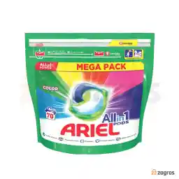 قرص ماشین لباسشویی همه کاره آریل مناسب لباس های رنگی بسته 70 عددی