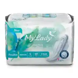 نوار بهداشتی مای لیدی کتان نیمه ضخیم سایز بزرگ مناسب پوست حساس بسته ده عددی