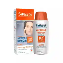 لوسیون ضد آفتاب بیرنگ آردن سولاریس، SPF 50، مدل Age Repair Newgen، مناسب انواع پوست با حجم 100 میلی لیتر، ضد آب و محافظتکننده در برابر اشعههای PA++++ ،UVA ،UVB، ضد پیری، دارای فرمولاسیون کلاژن، با ماندگاری 2 ساعته