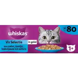 Whiskas 1+ - غذای مرطوب گربه - ماهی در ژله - کیسه های غذا 80 x 85 گرم