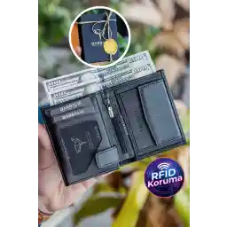 کیف پول جا سکه ای مردانه مشکی چرم اصل گاربالیا JCKSN101