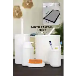 سرویس بهداشتی 5 تکه وست هوم وایت لوازم حمام و نظم دهنده ست 5 تایی برای دکوراسیون سرویس بهداشتی