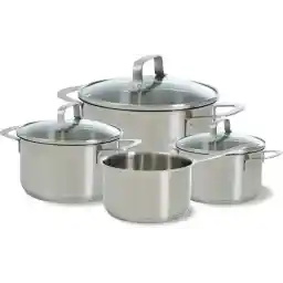 ست تابه بی کی بیسترو - 4 تکه - استیل ضد زنگ - درب شیشه ای - القایی