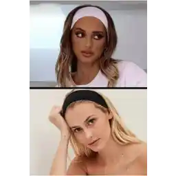 ست بند موی مشکی و سفید منعطف دو تکه پنبه ای زنانه مونالیسا