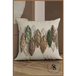 SasoHome کرم پس زمینه برگ های رنگی طرح دار 43x43 سانتی متر بالش پرتاب دیجیتال چاپ شده سه بعدی - روبالشی