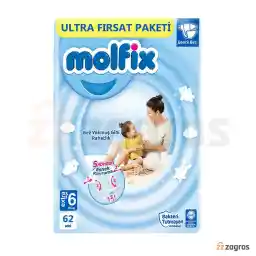 پوشک بچه مولفیکس سایز 6 بسته 62 عددی