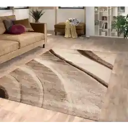 فرش فلای فرش لیما - 160x230 سانتی متر - قهوه ای / بژ - پلی پروپیلن - داخلی - طراح - مستطیل - مدرن - اتاق نشیمن - کم پرز