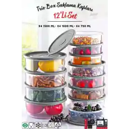 مجموعه مفهومی Open Home از 12 ظرف مایکروویو و فریزر گرد سازگار Trio Storage Container X4 0.75 Lt/1 Lt/1.5 Lt