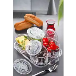 سرویس صبحانه 4 محفظه ای توگومر 9 تکه با سینی - ظرف نگهداری صبحانه با درب تزئینی - جای ارائه