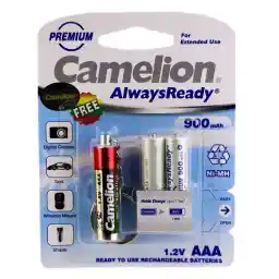 باتری نیم قلمی قابل شارژ Camelion 900mAh + چراغ قوه