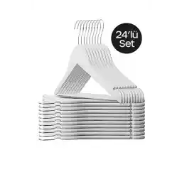 ESTI 24 Pieces - چوبی ظاهر پلاستیکی یک چوب لباسی سفید با کیفیت