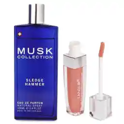 ادو پرفیوم مردانه استاویتا مدلMusk Sledge Hammer حجم 100 میل به همراه رژ لب مایع لنسور سری Glaze شماره 18