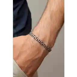 دستبند سنگ طبیعی مردانه هماتید بافتنی jackferrero Macrame