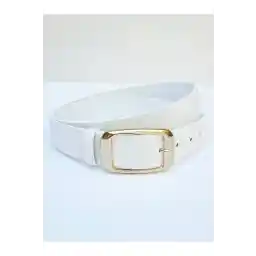 کمربند سفید زنانه کمریکس با سگک طلایی