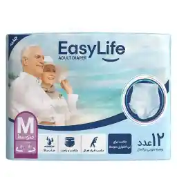 پوشینه شورتی بزرگسالان ایزی لایف سایز متوسط بسته 12 عددی پوشینه شورتی بزرگسالان ایزی لایف سایز متوسط بسته 12 عددی