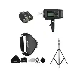 فلاش پرتابل گودکس Godox AD600BM به همراه فرستنده سونی X1+ سافت باکس 60x60 و پایه