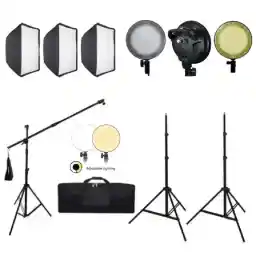 كيت نورثابت پروژكتور Diamond SMD T019 Kit (3 عدد پروژكتور، 3 عدد سافت باكس خارجي، 3 عدد پايه 803، 1 عدد ميله بوم، 1 عدد كيف حمل)