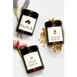 LALEZEN HOME پنبه غنچه - پنبه آرایشی - شیشه کهربایی پلاستیکی با برچسب پنبه ای سازمان دهنده حمام