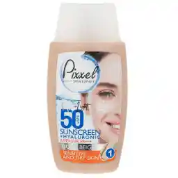 کرم ضد آفتاب SPF50 پیکسل مناسب پوست خشک و حساس حجم 50 میل - بژ روشن