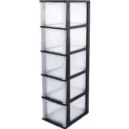 IRIS Organizer سیستم دراور قفسه سینه A4 - 5 کشو عمیق - 5 x 13L - پلاستیک - مشکی/شفاف - دارای چرخ