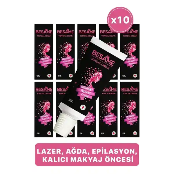 Besame Anestezi Etkili Lazer Epilasyon, Dövme, Dolgu Botoks Ve Sir Ağda Öncesi Topikal Krem 10 Ml-10'lu Set