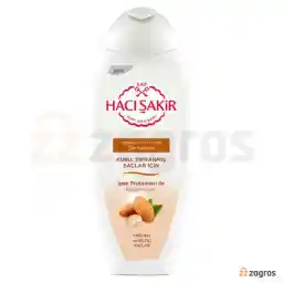 شامپو تغذیه کننده 2 در 1 حاجی شاکر حاوی شیر بادام مناسب موهای خشک و آسیب دیده 500 میل