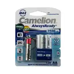 باتری نیم قلمی قابل شارژ Camelion AA2500mAhAR + چراغ قوه