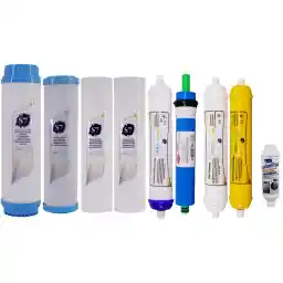 فیلتر دستگاه تصفیه آب آکوآ اسپرینگ مدل F-S7-B9A مجموعه 8 عددی به همراه رسوبگیر اسکالکس پلاس