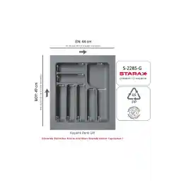 نگهدارنده قاشق پلاستیکی Starax S-2285-g کشوی خاکستری عرض: 44-37،5 D: 49-40 سانتی متر 7 محفظه