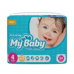 پوشک کامل بچه مای بیبی حاوی بابونه سایز 4 بسته 34 عددی