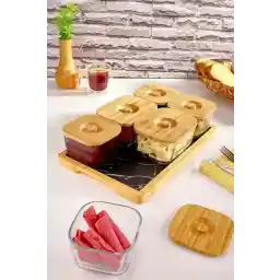 Bambum Krosna - 13 Parça Kapaklı Cam Kahvaltı Seti