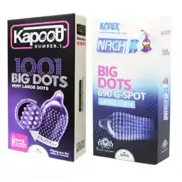 کاندوم خاردار کدکس سری ناچ مدل Big Dots بسته 10 عددی به همراه کاندوم کاپوت مدل Big Dots بسته ده عددی