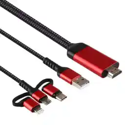 کابل تبدیل HDMI/USB به MicroUSB/USB-C/لایتنینگ نیتو مدل NT-HDMI01 طول 1.8 متر