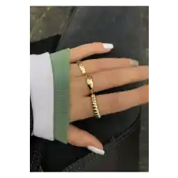 ست انگشتر 3 تکه طلایی زنانه X-Lady Accessories