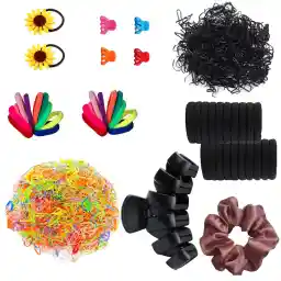 ست کش و کلیپس مو زنانه آی جواهر مدل ساتن اسکرانچی کد N48 مجموعه 248 عددی