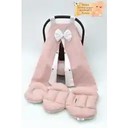 کالسکه کودک ارتوپدی mordesign با کوسن ساپورت کمری، روکش و ست ملحفه 3 تایی سری پولکا دات