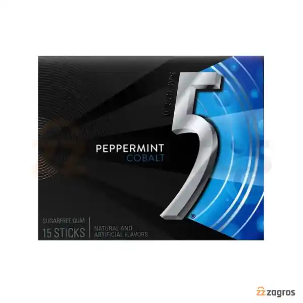 آدامس بدون قند فایو Five5 مدل Cobalt با طعم نعناع تند بسته 30 عددی