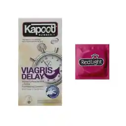 کاندوم کاپوت مدل Viagris Delay بسته 12 عددی به همراه کاندوم ردلایت مدل 01