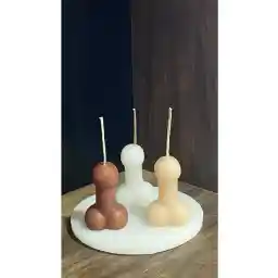 ست شمع 3 تکه هدیه تزئینی کارگاه هنری شگفت انگیز با پایه شمعی با طراحی خاص - با رایحه دارچین