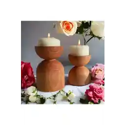 LMN Mobilya 2'li Mumluk, Ahşap Mumluk, Şamdanlık Boyanabilir Dekoratif