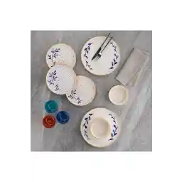 ست شام زیبای شافر - 12 عدد - طرح برگ آبی