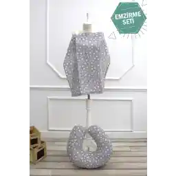 ست پیش بند و بالش کودک mordesign با 2 مزیت، سری Stars، خاکستری